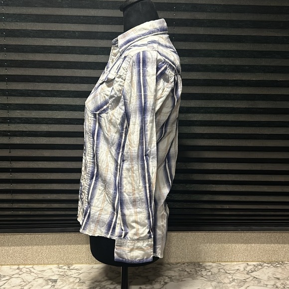 Wrangler Boys Blue Plaid Pearl Snap Long Sleeve Button Front Shirt Large‎ 10/12 - Picture 2 of 8